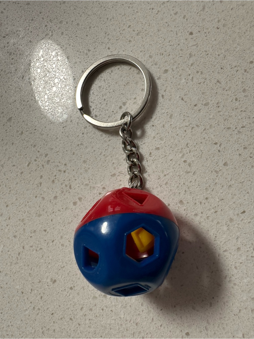 Red and Blue Geometric Shape Tupperware Keychain NWOT